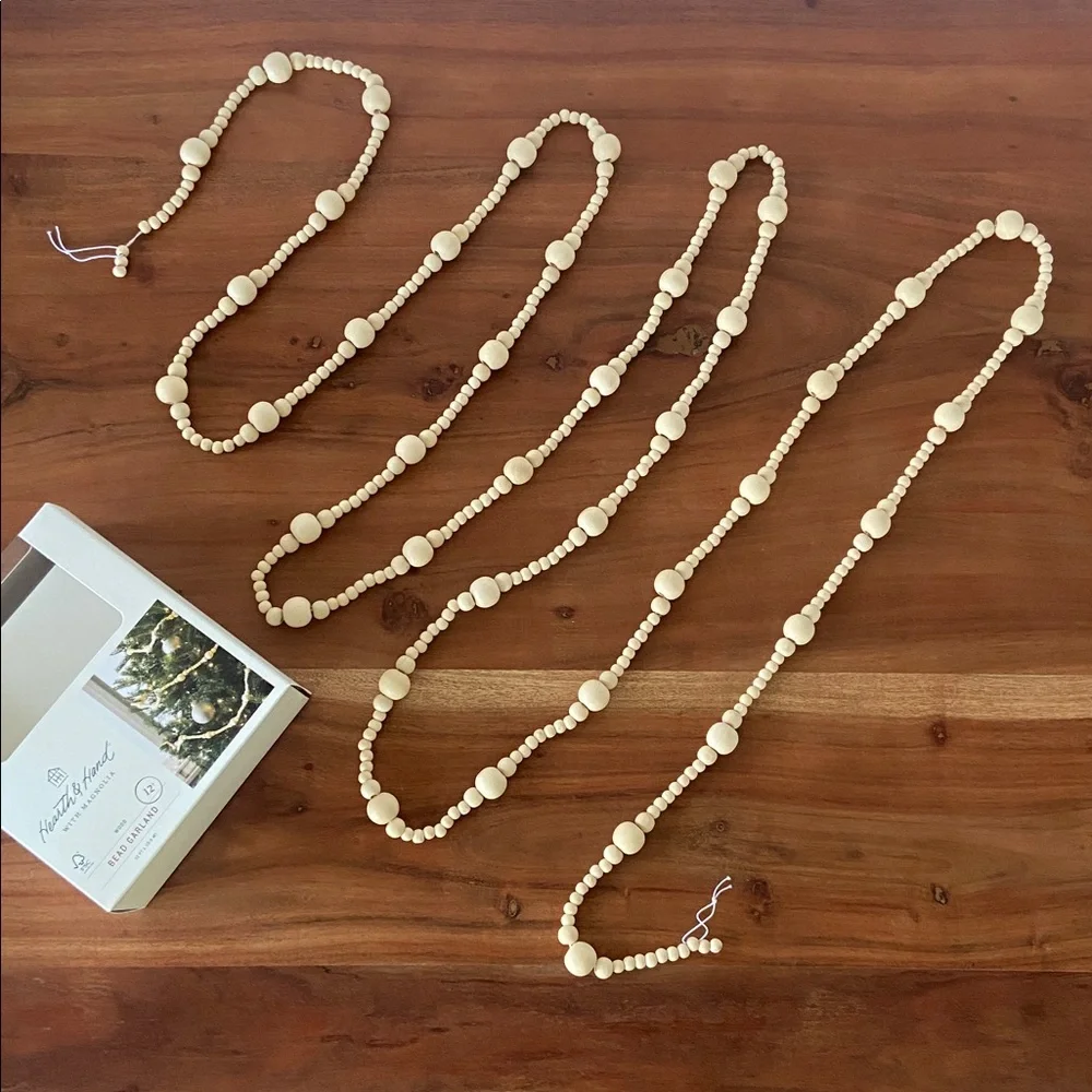 Hearth & Hand Magnolia 12’ wooden bead garland home decor holiday Christmas tree